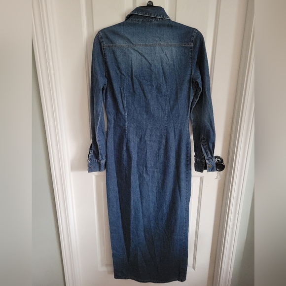 Moda International Shirt Dress Womens Long Sleeve Button Down Blue Denim XS - Picture 6 of 6